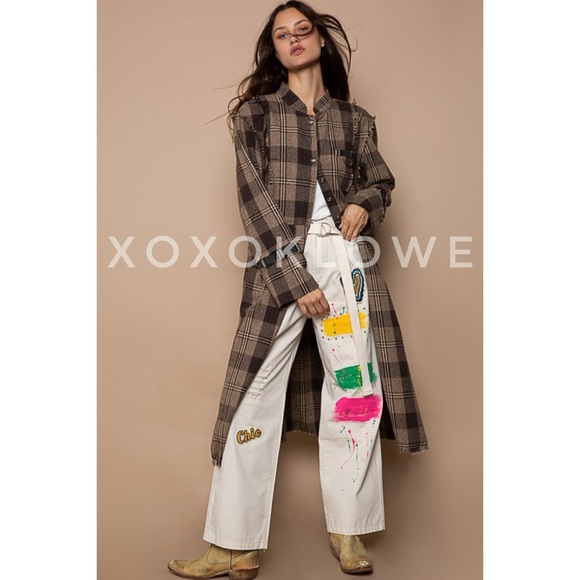 POL Cream Paint & Patch Loose Fit Wide Leg Pants - Picture 3 of 16